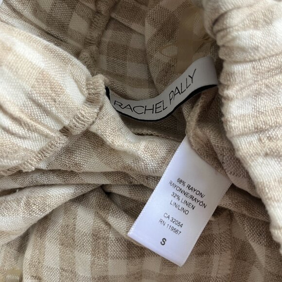 Rachel Pally Linen Gingham Drawstring Wide Leg Pants - Size Small - Picture 7 of 7